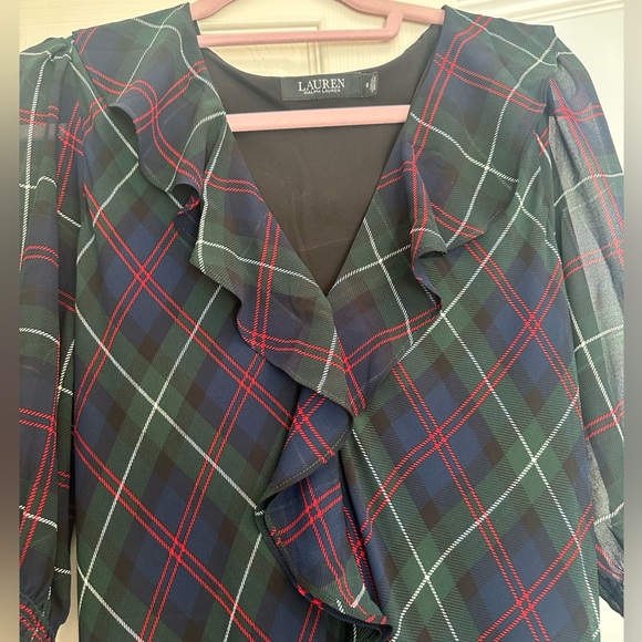 Ralph Lauren dark green plaid maxi dress 8 - Picture 1 of 16